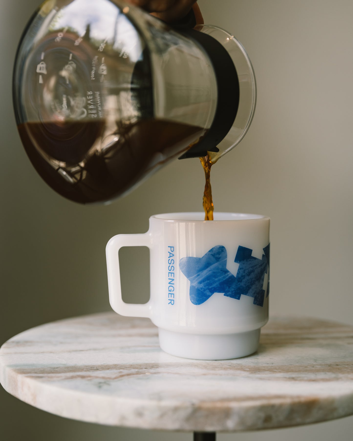 Halftones Blue Milk-glass Mug
